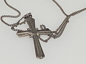 Vintage Sterling Silver Pendant Necklace 925 Cross 2.32g - Picture 1 of 5