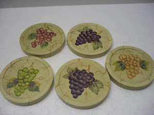 Set of 5 Resin Plastic Coasters Grape Wine - Bild 1 von 2