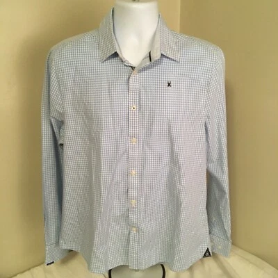 Camisa Gaastra Para Hombres Mediana Azul Blanco Guinga Cuadros Abotonada Manga Larga FS! Foto 1 de 4