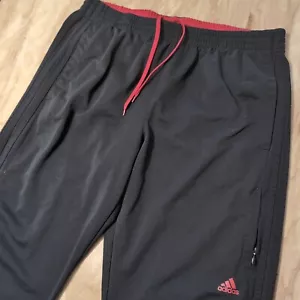 Pantalone Adidas Track Uomo Nero e Rosso Gamba Larga Relaxed Fit Zip Tasche 33x32 - Foto 1 di 8