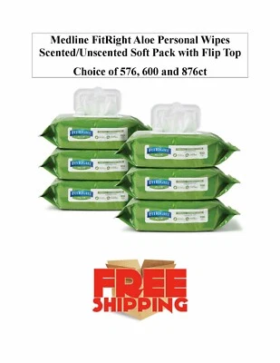 Toallitas personales Medline FitRight aloe perfumadas/sin perfume 576-600-816ct Foto 1 de 4