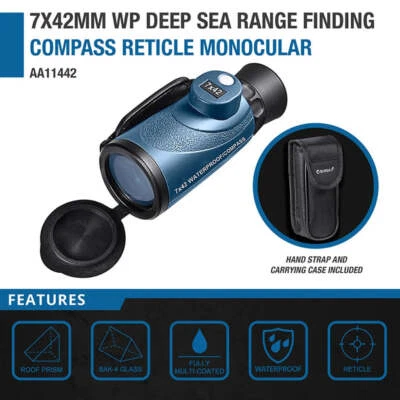 Barska Zoom 7x 42mm Waterproof Compass Range Finder Reticle Monocular AA11442 - Image 1 of 3
