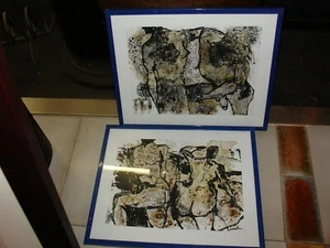 Paire de Tableaux scène érotique technique mixte par Charles ROBLIN - Bild 1 von 6