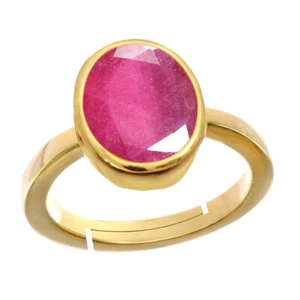 Natural Ruby Gemstone 18K Gold Plated Adjustable Ring in Size (AU H-P or Q-Z) - Picture 1 of 7