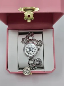 Juicy Couture Charm Bracelet Watch Silver Tone w/ Crystals-NEW in Box Gift Ready - Picture 1 of 5