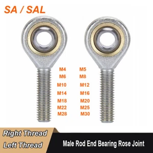 M4 M5 M6 M8 M10 ~ M30 Rose Joint Macho Rodamiento de extremo de varilla rosca externa derecha/izquierda - Imagen 1 de 32