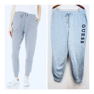 GUESS Sequins Logo Fleece Women’s Heather Grey Joggers Size XL NWT - Picture 1 of 12
