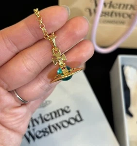 Vivienne Westwood Blue Crystal 3D Planet Orb Pendant Necklace with boxB12 - Picture 1 of 12