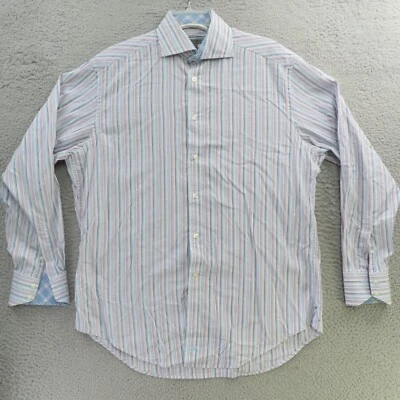 Johnston Murphy Shirt Mens Large Purple Black Long Sleeve Tailored Flip Cuff - Image 1 of 4