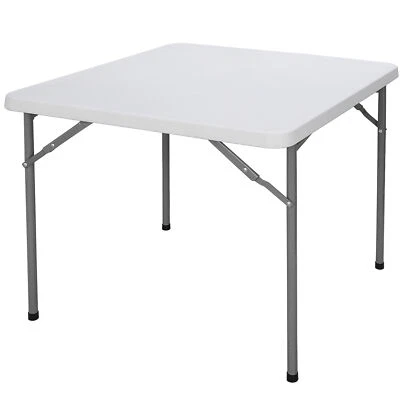 3ft Square Folding Table Garden Yard Beach Family Picnic White Multipurpose   - Image 1 of 4