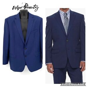 Chaps Men's Classic Fit Suit Jacket Coat Blazer Men’s Size 46 LONG Blue Check