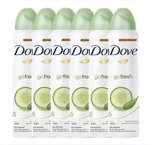 6 Pack of Dove Antiperspirant Body Spray 250 ml Go Fresh Cucumber & Green Tea - Picture 1 of 5
