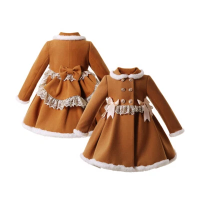 Girls Spanish Ricittos Christmas Dress Coat Winter Outwear Orange Age 2-12 Years - Image 1 of 4