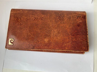 PIERRE CARDIN - VTG lizzard Skin Brown Leather Wallet Purse 4x7 Designer Fashion - Image 1 of 4