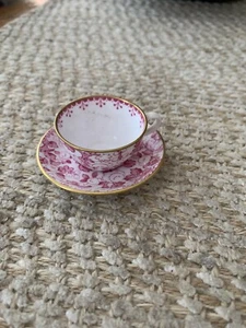 Vintage Spode Copeland England Miniature Tea/Coffee Cup/Saucer Pink Floral Vine - Picture 1 of 6