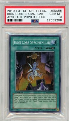 YGO Absolute Power Force Iron Core Specimen Lab Super Rare 1st PSA 10 GEM - Image 1 of 2
