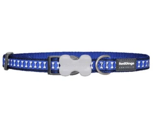 NWT Red Dingo Reflective Bones Blue Dog Collar, Small, Adjustable Neck Size - Picture 1 of 4