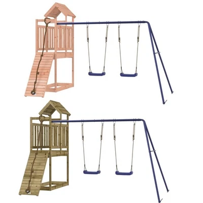 Spielturm Klettergerüst mit Kletterwand Schaukel Kinder Kletterturm Spielplatz - Bild 1 von 4