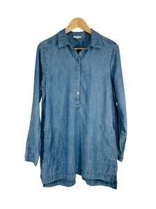 J Jill Damen Jeanskleid klein Langarm Knopfleiste Taschen blau Baumwolle - Bild 1 von 10