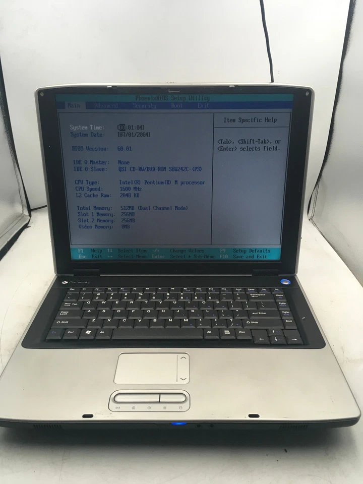 GATEWAY M460 - BOOTS TO BIOS - INTEL PENTIUM M - 512MB RAM - 15" - READ DESC -BB - Image 1 of 4