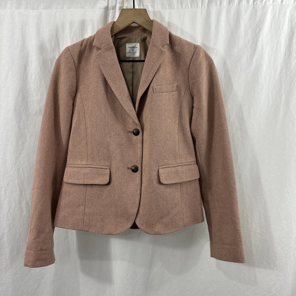 Blazer GAP The Academy rosa mezcla de lana espiga codo parche chaqueta para mujer 0  Foto 1 de 4