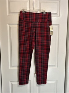NWT Suave Seamless Leggings SIze L Large Red Black Gray Tummy Control Pull On - Picture 1 of 8