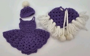 Kleid für antike Puppe, Cape, Hut & Höschen Set für Miniatur Biskuit Mignonette - Bild 1 von 7