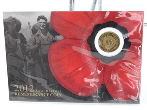 2012 Australia $2 Remembrance Gold Poppy Uncirculated Coin on Card - Picture 1 of 2