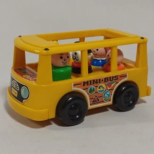 Fisher Price 1969 Yellow Mini Bus #141 Play Family Little People W/ 5 Figures - Picture 1 of 16