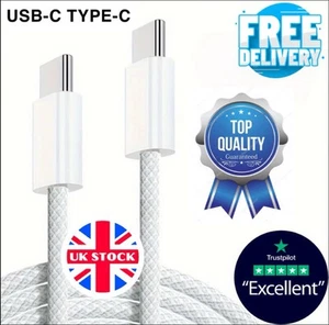 USB C to Type C Cable 3A 60W Fast Charger Braided Long Lead Length 1M - Picture 1 of 8