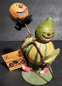 Bethany Lowe Halloween Pera Verduras Hombre con Jack-O-Lantern Etiqueta Original Rara - Imagen 1 de 24