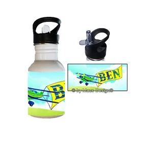 Flugzeug Trinkflasche personalisiert mit Namen | Edelstahl 400ml, 500ml, 600ml - Bild 1 von 6