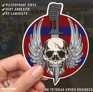 Waterproof Vinyl Royal Engineers Sticker - Winged Skull - Picture 1 of 5