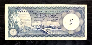 **RARE** 1962 NETHERLANDS ANTILLES - 5 GULDEN - VF- L6 - Picture 1 of 2