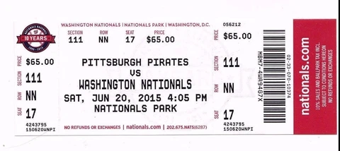 2015 WASHINGTON NATIONALS SEASON TICKET STUB PICK YOUR GAME BRYCE HARPER HR pt 2 Cover