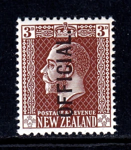 NUEVA ZELANDA — SCOTT O46 — 1919 3d CHOCOLATE KVI OFICIAL — MNH — SCV $30 - Imagen 1 de 2