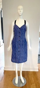 RACHEL COMEY - Vestido Desviado a Rayas Pintado en Azul/Gris, Talla 2, Nuevo con Etiquetas - Imagen 1 de 3
