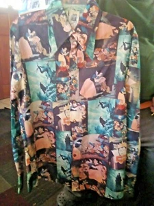 DISNEY "SNOW WHITE/7 DWARVES" VINTAGE Dress Shirt (Worn-70s) Kennington Sz Large - Picture 1 of 9