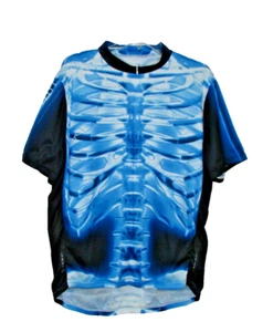 Primal Wear Mens 2X Blue X-Ray Skeleton Cycling Bike Jersey Zip 3 Pocket Back - Picture 1 of 9