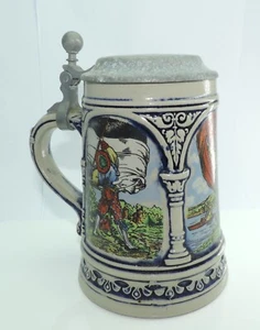 Bierkrug mit Zinndeckel / 0,5 Liter / Gerzit - Picture 1 of 6
