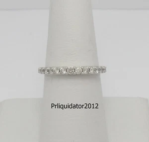 1/2CT Natural Diamond Shared Prong Anniversary Wedding Band Ring 10K White Gold - Picture 1 of 13