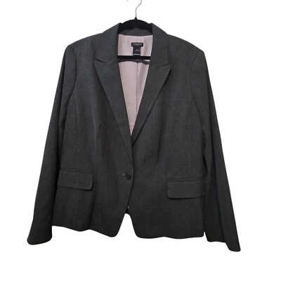 Blazer Ann Taylor Mujer Talla 16 Gris Forrado Chaqueta Carrera Clásico Negocios Preppy  Foto 1 de 4