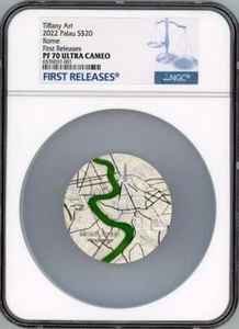2022 Palau Tiffany Art Rome $20  Silver Coin $20 NGC 70 FR POP 6 ONLY - Picture 1 of 9