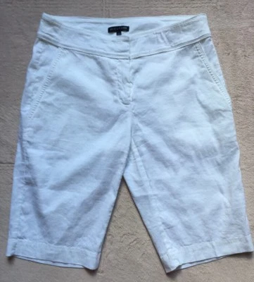 Bermudas para caminar Eileen Fisher blancas de lino, viscosa, spandex, talla 4, ¡nuevas! Foto 1 de 4
