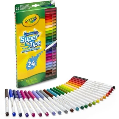 BINNEY&SMITH - CRAYOLA Crayola Super Tips, Pennarelli Lavabili Punta Media, Confezione da 24 Pezzi