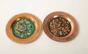 Par de Placas de Cobre (D4R-13) Campo Pintado (JSF6) México Artes Populares Artesanías - Imagen 1 de 6