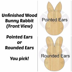 Unfinished Wood Bunny Rabbit Front View Laser Cutout, Wreath Accent, Door Hanger