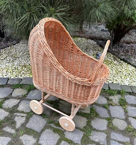 NEW wicker doll stroller wicker baby carriage handmade baby stroller - Picture 1 of 3