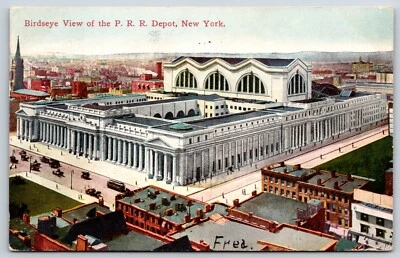 Postcard Birdseye View Of The P.R.R. Depot, New York City, New York Posted 1910 - Image 1 of 2