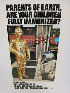 Anthony Daniels C-3PO 1977 Star Wars Autographed Signed Immunization Poster COA - Picture 1 of 22